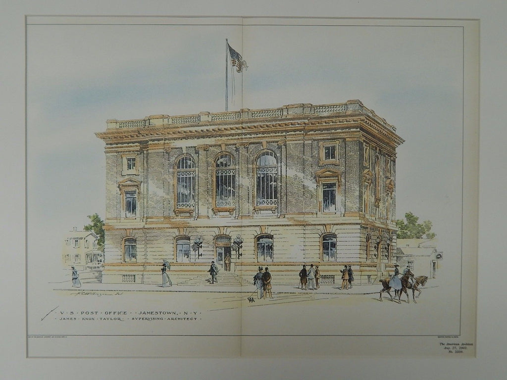 U.S. Post Office, Jamestown, NY, 1901, Original Plan. James Knox Taylor.
