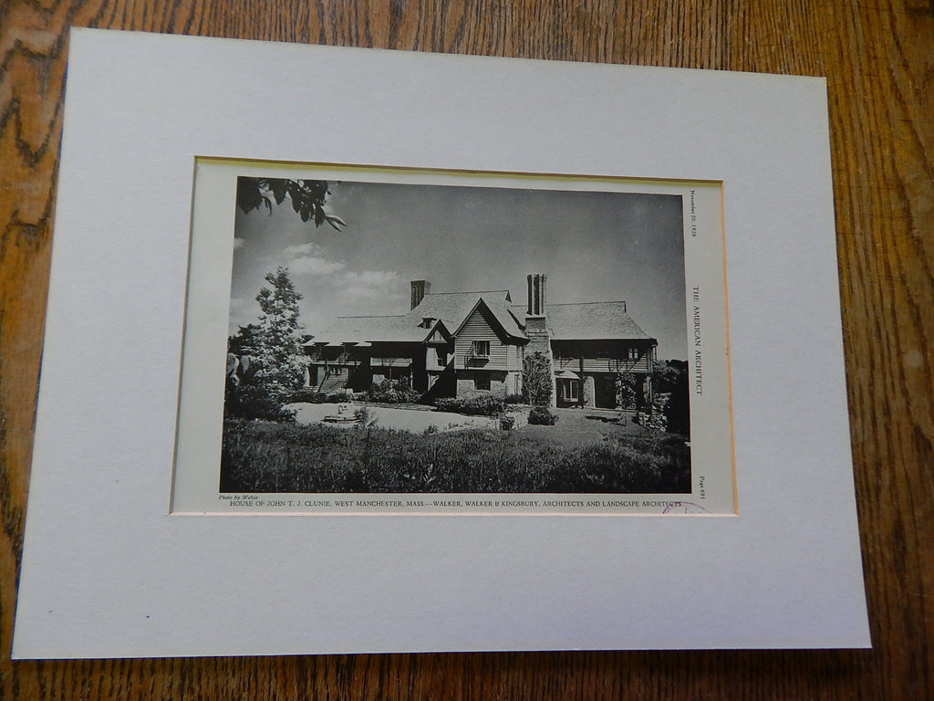 House of John T. J. Clunie, West Manchester, MA, 1928, Lithograph. Walker, Walker & Kingsbury.
