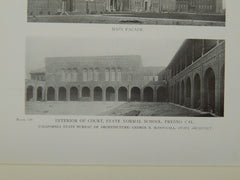 Interior of Court, State Normal School, Fresno, CA, 1919, Lithograph. George B. McDougall