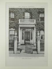 Baldwin-Lyman House, Washington Square, Salem, MA, 1921, Lithograph. Samuel McIntire.