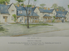 Row of Type 2 Houses, Hilton Village, Newport News, VA, 1918, Original Plan. Francis Y Joannes.
