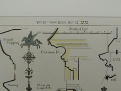 Detail of Fleche, Inner Temple Library, London, England, 1881, Original Plan. Robert W. Edis.
