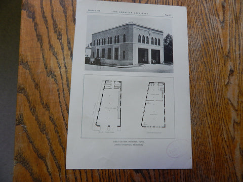 Fire Station, Memphis, TN, 1928, Lithograph. Jones & Furbinger.