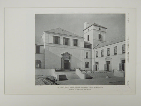 Beverly Hills High School, Beverly Hills, CA, 1929, Lithograph. Robert D. Farquhar.