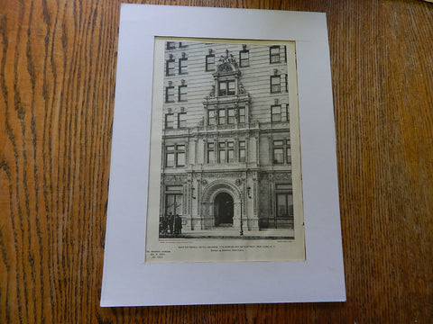 Main Entrance:Hotel Navarre, 7th Ave.38th St, New York, NY, 1901, Lithograph. Barney & Chapman.