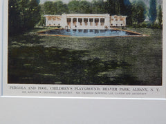 Pergola & Pool, Children's Playground, Beaver Park, Albany, NY, 1914, Original Plan. Brunner.