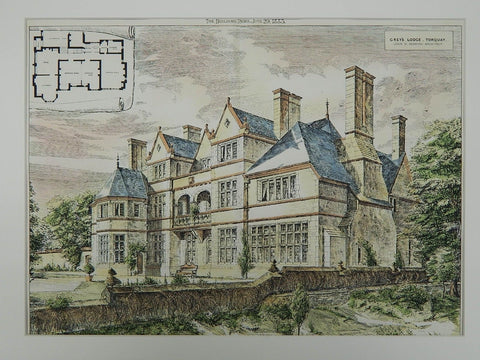 Gray's Lodge,Torquay, England, 1883. John D. Sedding. Original Plan
