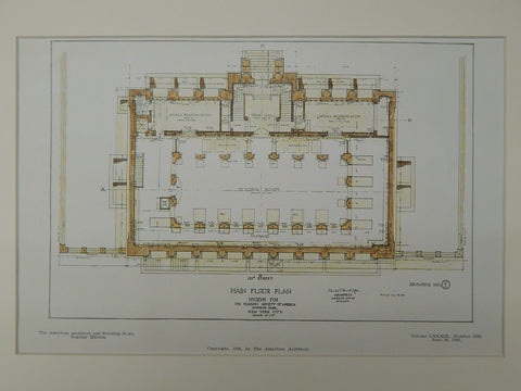 Main Floor, Hispanic Society of America Museum, New York, NY, 1906, Orig. Plan. Charles P. Huntington.