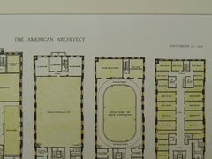 Floor Plans, Young Men's Christian Association, Savannah, GA, 1909, Orig. Plan. Wallin & Young.