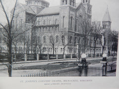 St. Joseph's Convent Chapel, Exterior, Milwaukee,WI,  Lithograph. Brust & Phillip.