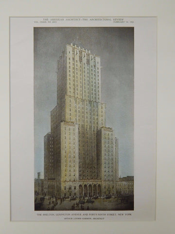 The Shelton, Lexington & Forty-Ninth, New York, NY, 1923, Original Plan. Arthur Loomis Harmon.