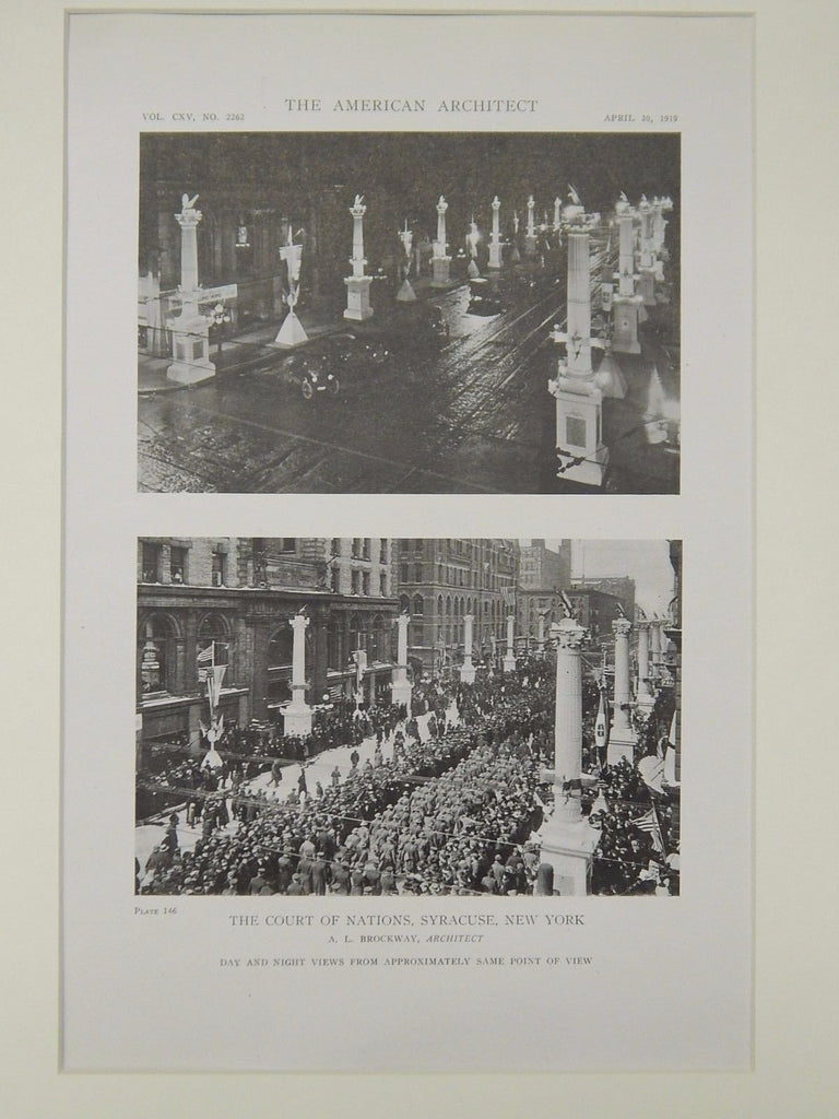 The Court of Nations, Syracuse, NY, 1919, Lithograph. A. L. Brockway.