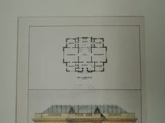 Competitive Design for Public Library, Davenport, IA, 1901, Original Plan. Wm. L. Woollett.