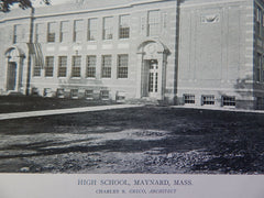 High School, Maynard, MA,1918, Lithograph. Charles R. Greco.
