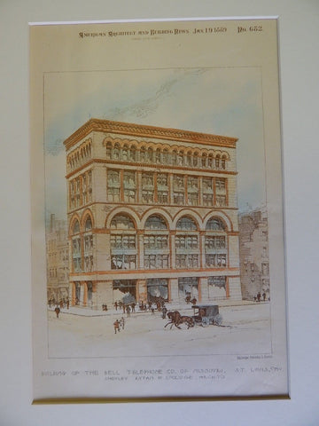Building of the Bell Telephone Co. of Missouri, St. Louis, MO, 1889, Orig Plan.  Shepley, Rutan, & Coolidge.