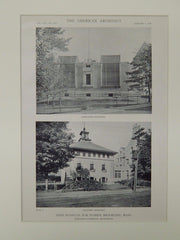 Operating & Laundry, Free Hospital for Women, Brookline, MA, 1919, Lithograph. Coolidge & Carson.