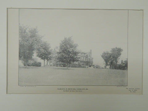 House of A. W. Meyer, Esq., Kansas City, MO, 1903, Photogravure. Van Brunt & Howe.