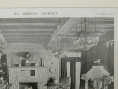 Billiard Room, House of Edward A. Clark, Marion, MA, 1919, Lithograph. Coolidge & Carlson.