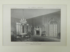 Dining Room, House of James J. Hill, Old Westbury, NY, 1921, Lithograph. Walker & Gillette.