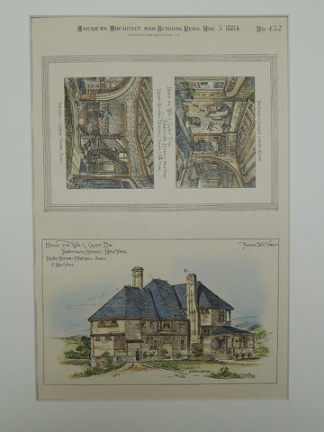House for Wm. C. Casey, Esq., Tarrytown Heights, NY, 1884, Original Plan. Henry Rutgers Marshall.