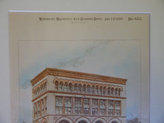 Building of the Bell Telephone Co. of Missouri, St. Louis, MO, 1889, Orig Plan.  Shepley, Rutan, & Coolidge.