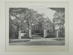 House of Mr. B. Austin Cheney, New Haven, CT, 1921, Photogravure. Rossiter & Muller.