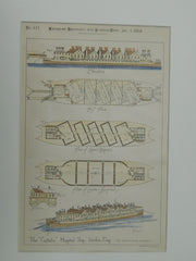 The "Castalia" Hospital Ship, London, England, UK, 1885. Original Plan.  Mr. Adam Miller.