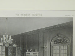 Dining Room, House of James J. Hill, Old Westbury, NY, 1921, Lithograph. Walker & Gillette.