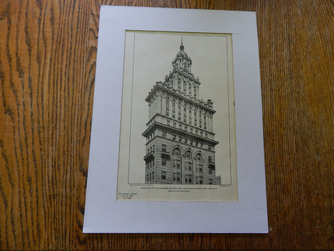 Upper Part Gillender Bldg, Wall/Nassau, New York, NY, 1901, Lithograph. Berg & Clark.