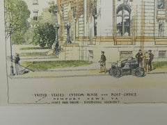 U.S. Custom House and Post Office, Newport News, VA, 1902. Original Plan. James Knox Taylor.