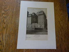 The Roosevelt, Front, Vanderbilt Avenue, NY, Lithograph,1924. George B. Post & Sons.