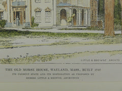 Old Morse House in Wayland MA, 1915. Little & Browne. Original