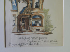 Residence of Alex Ulre, 21 Rolyat St., Toronto, Canada, 1889, Original Plan. Knox & Elliot.