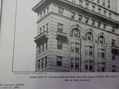 Upper Part Gillender Bldg, Wall/Nassau, New York, NY, 1901, Lithograph. Berg & Clark.