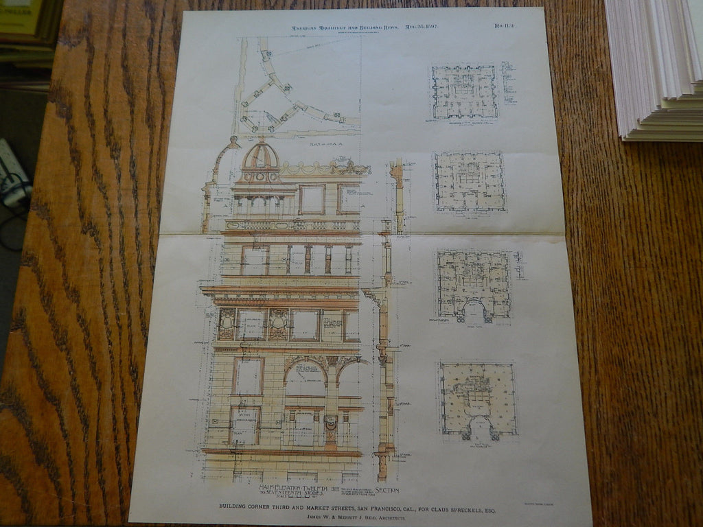 The Warren Apartments, Warren St., Boston, MA, 1886, Original Plan. Carl Fehmer.