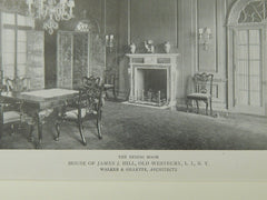 Dining Room, House of James J. Hill, Old Westbury, NY, 1921, Lithograph. Walker & Gillette.