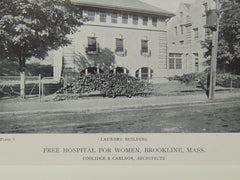 Operating & Laundry, Free Hospital for Women, Brookline, MA, 1919, Lithograph. Coolidge & Carson.