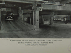 Wash Racks & Ramp, Fisher Building Garage, Detroit, MI, 1929, Lithograph. Albert Kahn.