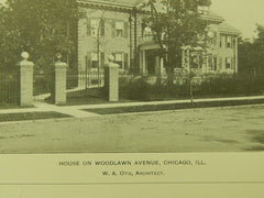House on Woodlawn Avenue, Chicago, IL, 1902, Lithograph. W. A. Otis.