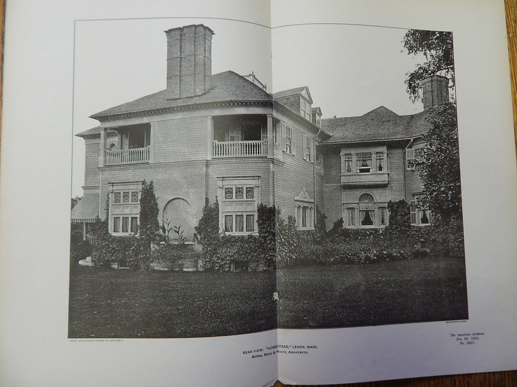 Rear View: "Homestead," Lenox, MA,1901, Lithograph. McKim, Mead, & White.