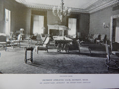Detroit Athletic Club: Lounge, Detroit, MI, Lithograph,1915. Kahn & Wilby.