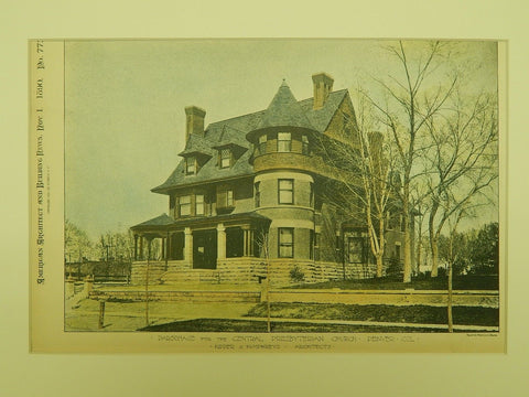 Parsonage for the Central Presbyterian Church, Denver, CO, 1890, Photogravure. Kidder & Humphreys.