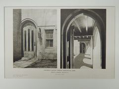Entrance Details, University Baptist Church, Minneapolis, MN, 1924, Lithograph. Hewitt & Brown.