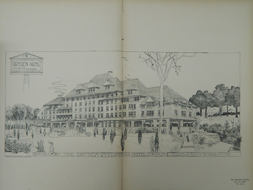 Dryden Arms Hotel, Dryden, NY, 1903, Original Plan.  E. G. W. Dietrich.