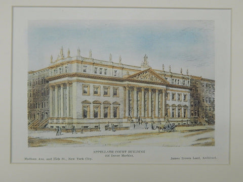 Appellate Court Building, New York, NY, 1884, Original Plan. James Brown Lord.