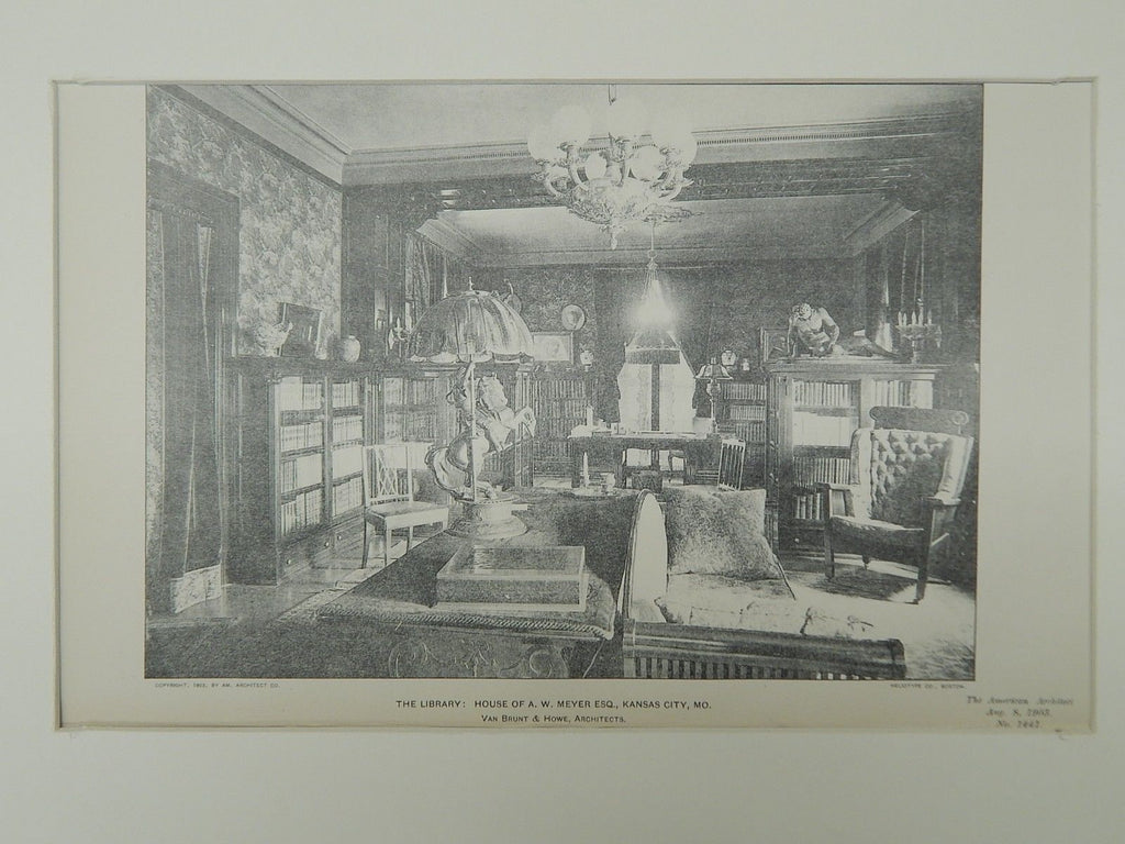 The Library, House of A. W. Meyer, Esq., Kansas City, MO, 1903, Photogravure. Van Brunt&Howe