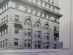 Upper Part Gillender Bldg, Wall/Nassau, New York, NY, 1901, Lithograph. Berg & Clark.