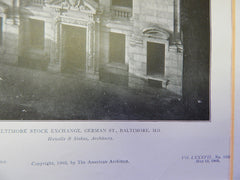 Baltimore Stock Exchange,German St.,Baltimore,MD.,1905, Lithograph. Howells & Stokes.
