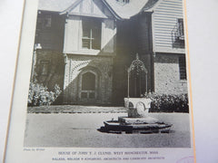EXTERIOR, House of John T. J. Clunie,West Manchester, MA, 1928,Lithograph. Walker, Walker&Kingsbury.