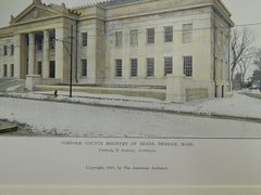 Norfolk County Registry of Deeds, Dedham, MA, 1905. Original Plan. Peabody & Stearns.